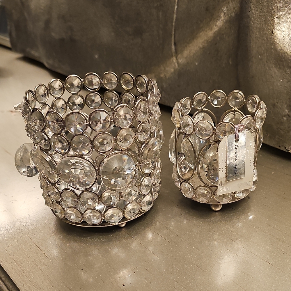 SOLD - Crystal Tealight Holders